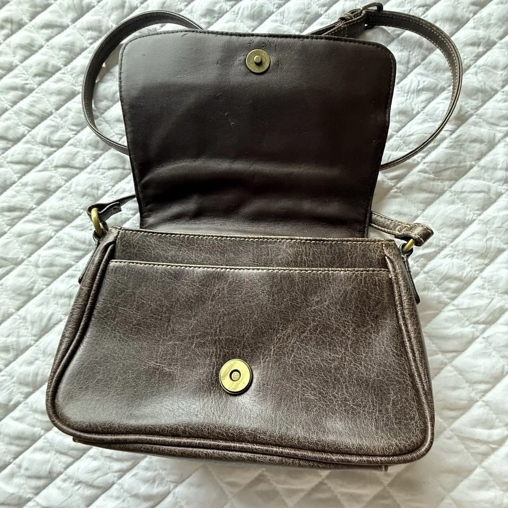 Q&A-Shoulder Bag-Purse-Vintage-Removable Organizer Wallet-Medium size-Brown‎ - Picture 4 of 14